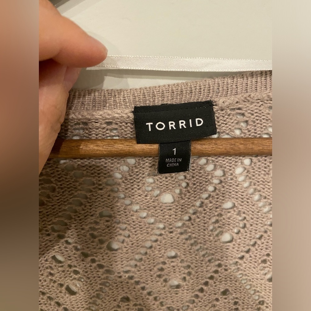 Torrid - Taupe Pointelle Button Front Boyfriend C… - image 7